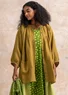 Künstlerbluse „Amber“ aus Leinen (olive S)