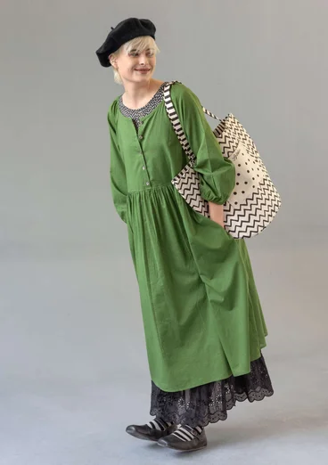 Geblümtes oder einfarbiges Kleid „Leah“ aus luftiger Bio-Baumwolle - grasgrün