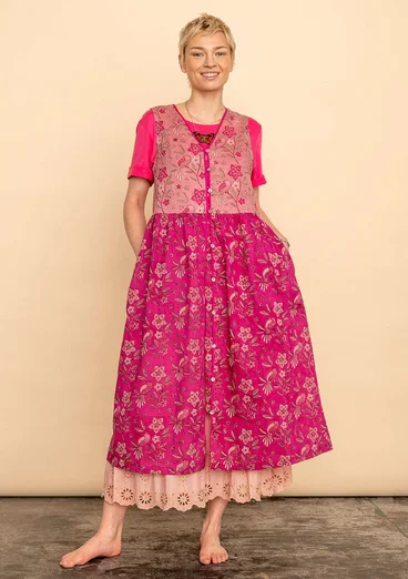 Vävd klänning "Nightingale" i ekologisk bomull - rosa lupin