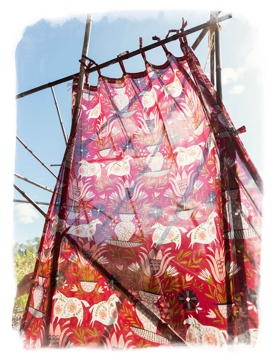 “Folkkonst” organic cotton curtains