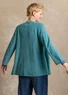 Cardigan i uld/bomuld/alpaka (teal/meleret L)