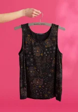Jersey tank top in organic lyocell/spandex - black/patterned