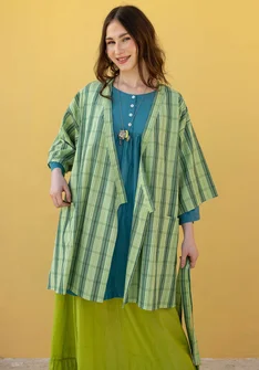 “Coimbatore” checked organic cotton kimono - apple green