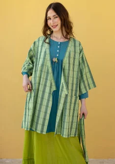 “Coimbatore” checked organic cotton kimono - apple green