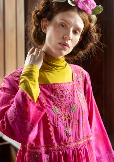 “Kamelia” woven dress in organic cotton/silk - cerise