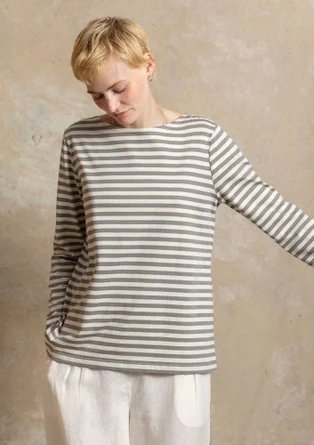 Basic-Streifenshirt aus Bio-Baumwolle - eisengrau-feder