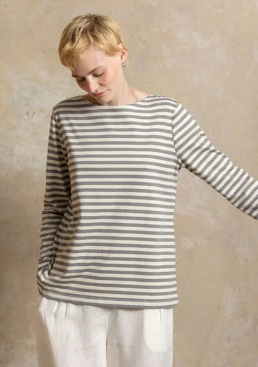 Basic-Streifenshirt aus Bio-Baumwolle - eisengrau-feder