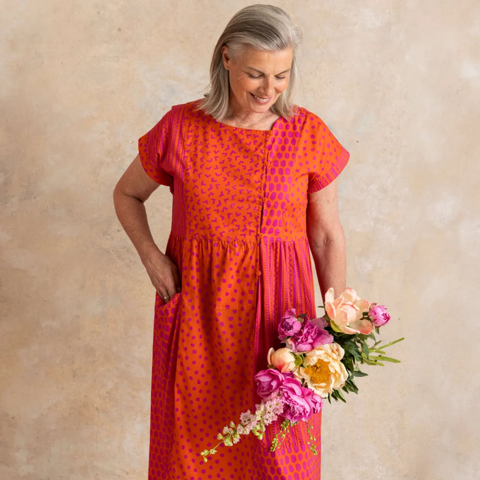 Webkleid „Sally“ aus Bio-Baumwolle - grapefruit