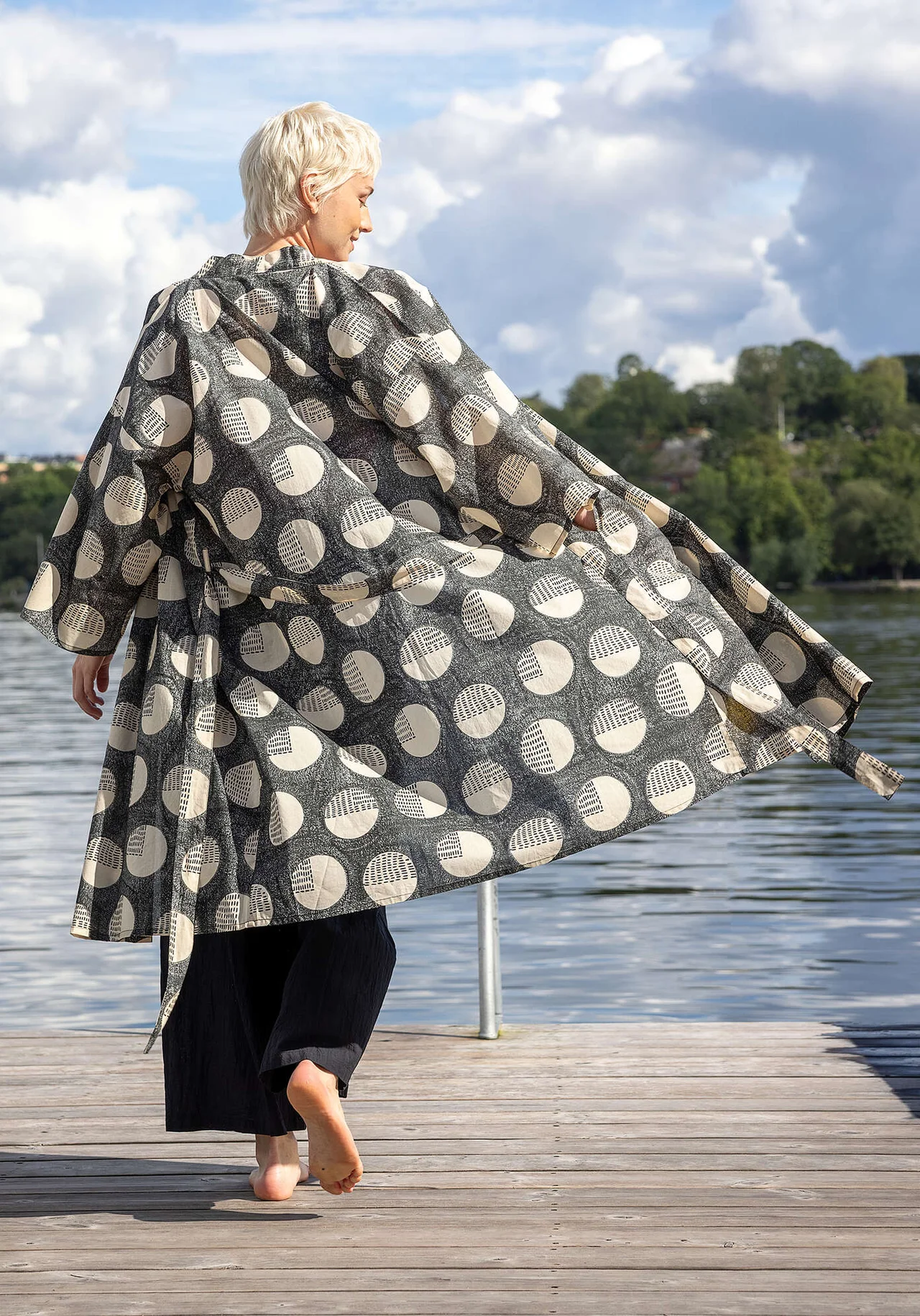 Kimono „Eclipse“ aus Bio-Baumwolle - dunkelaschgrau