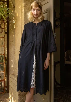 Webkleid „Anglaise“ aus Bio-Baumwolle - schwarz