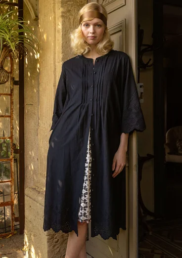 Webkleid „Anglaise“ aus Bio-Baumwolle - schwarz