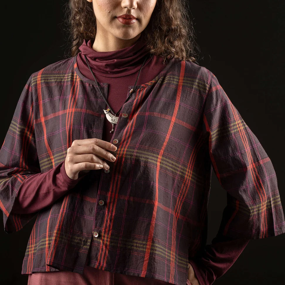 Webbluse „Kate“ aus Bio-Baumwolle - maulbeere