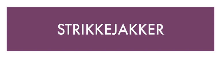 En lilla rute med teksten «Strikkejakker» i hvitt. 