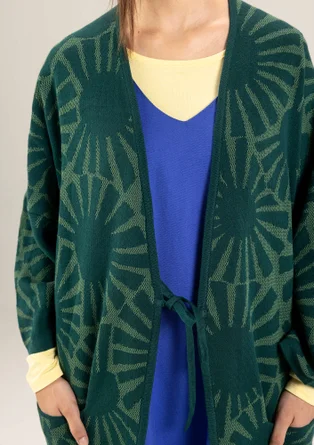 Lang cardigan "Midori" i økologisk bomuld - regnskovsgrøn