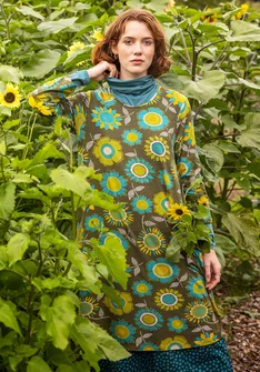 “Sunflower” lyocell/elastane jersey dress - mossgrn