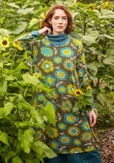 “Sunflower” jersey dress in lyocell/spandex - mossgrn