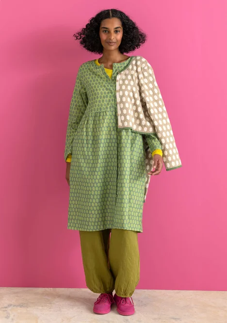 Robe tissée ”Vendela” en coton biologique - romarin/motif