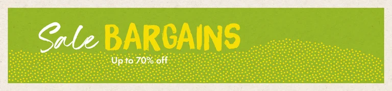 A graphic image in pink and beige with the words SALE BARGAINS.
