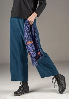 Broek van geweven biologisch katoen/linnen - Stille Oceaanblauw