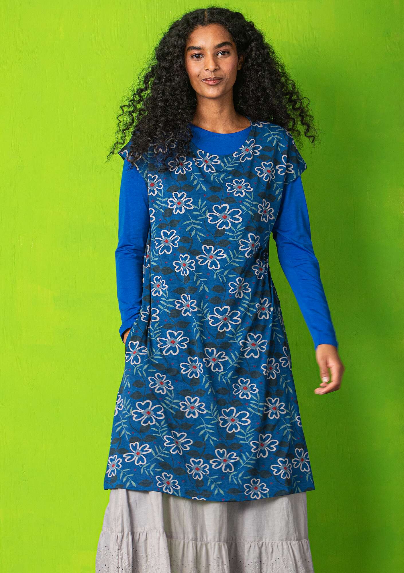 “Flora” lyocell/elastane jersey dress indigo blue thumbnail