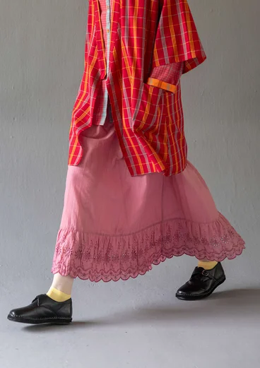 Solid-colour underskirt with organic cotton lace - mineral pink