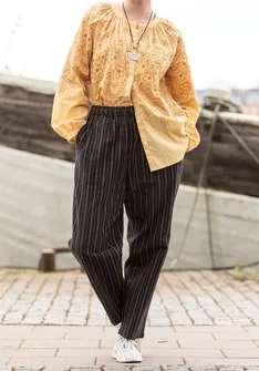 “Alba” woven pants in organic cotton/hemp - black