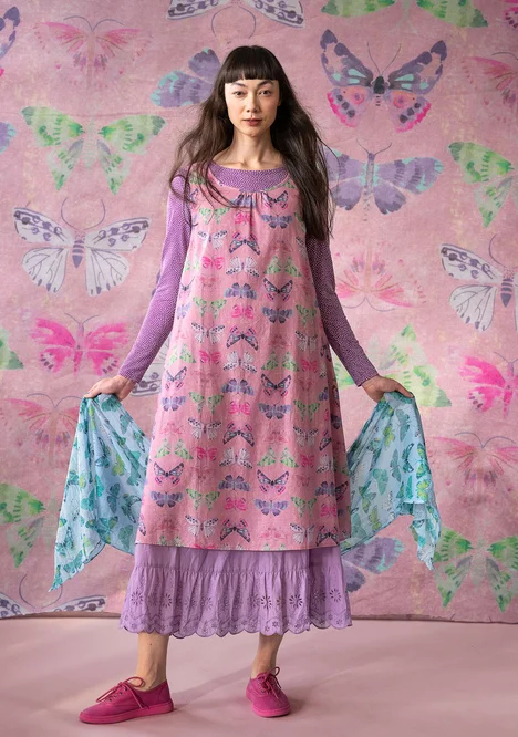 Robe "Fjäril" en coton biologique - rose estompé