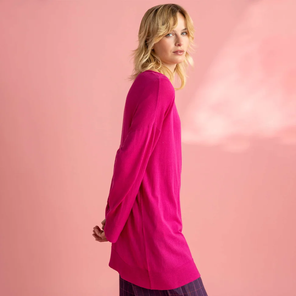 Organic/recycled cotton knitted tunic - pink begonia