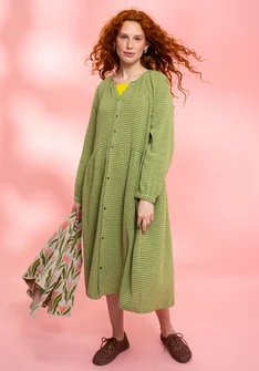 “Noira” checked dress in organic cotton - grass green