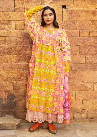 Robe "Samarkand" en coton biologique tissé - rose sauvage