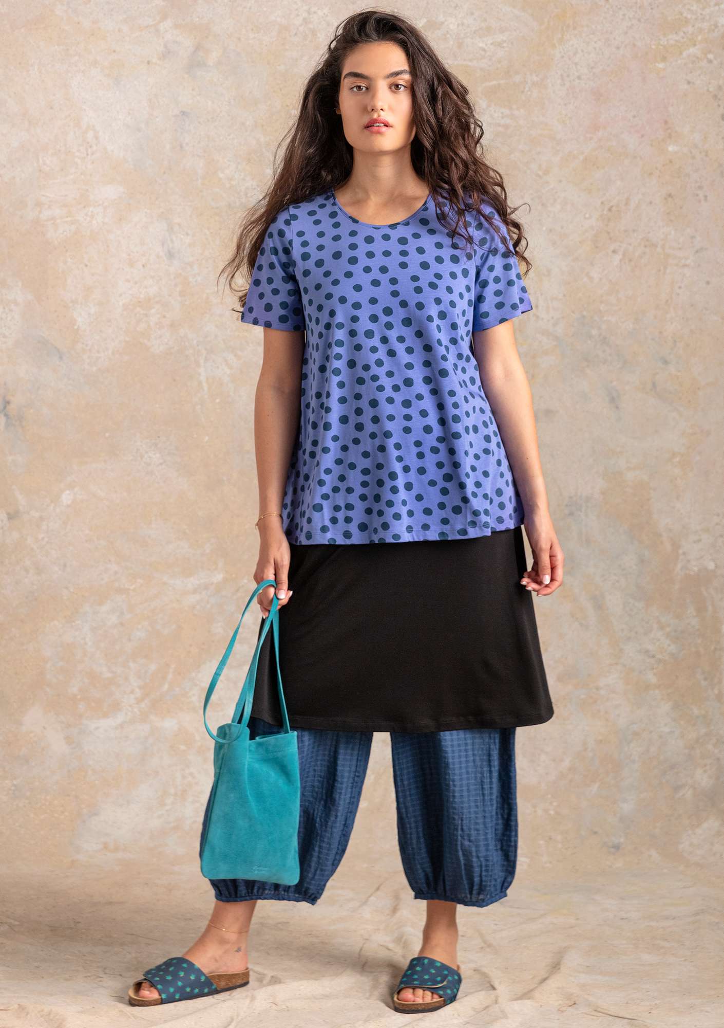 Shirt „Cordelia“ aus Öko-Baumwolle/Modal himmelblau-gemustert