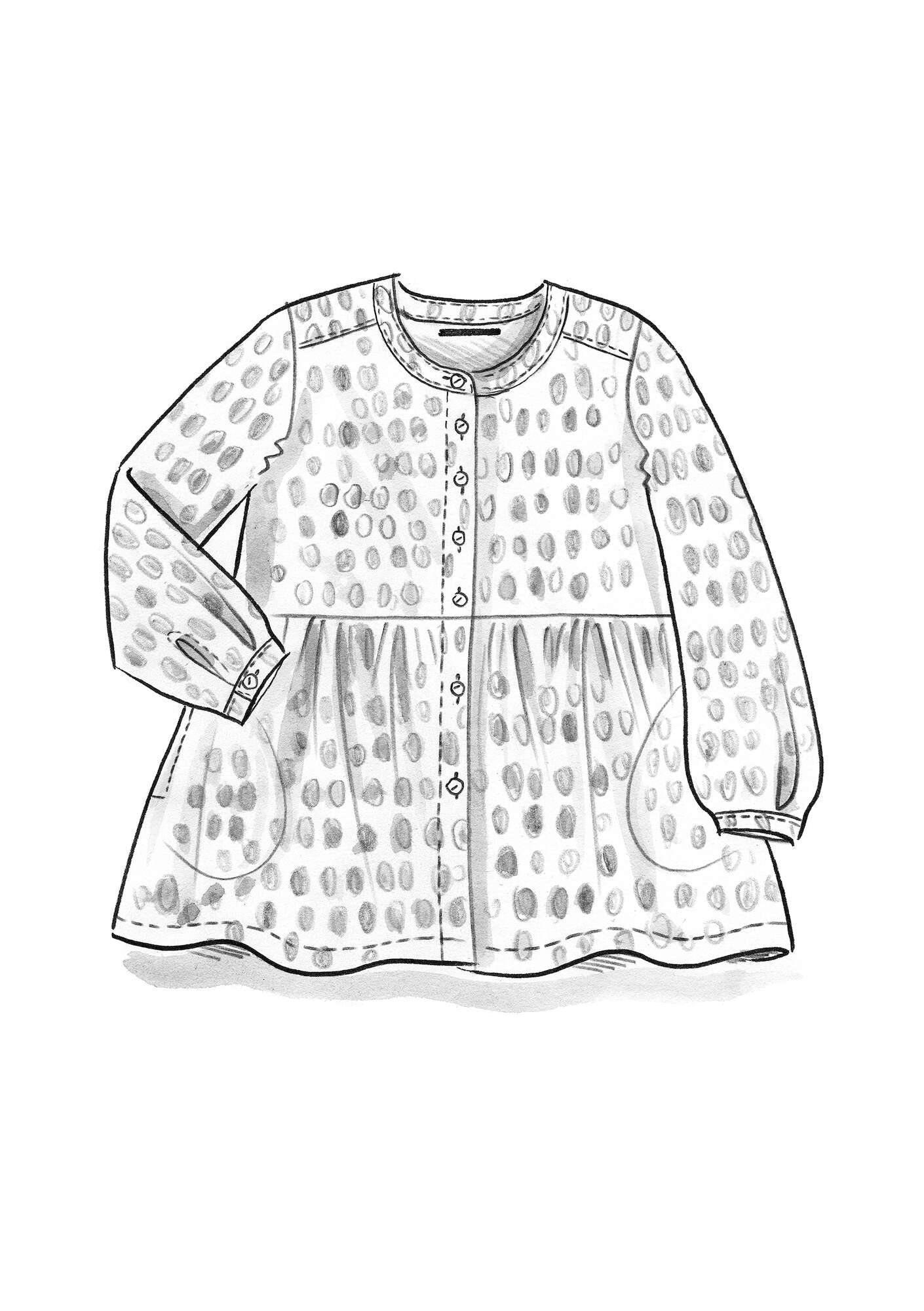 “Ottilia” artist’s blouse in organic cotton dark hydrangea