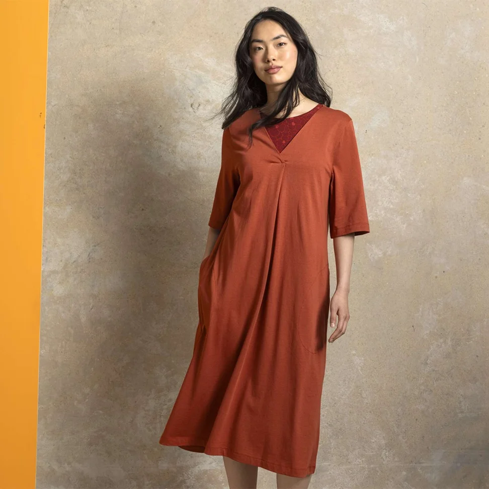 “Ophelia” organic cotton/modal jersey dress - madder red