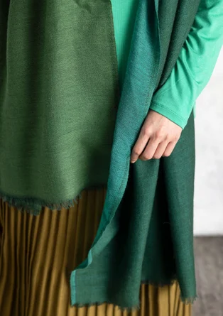 Satin-weave wool scarf - forest green