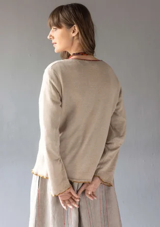 Fine-knit linen/organic cotton sweater - dark natural