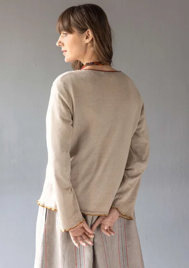 Fine-knit linen/organic cotton sweater - dark natural