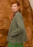 Gestreifter oder einfarbiger Strickblazer aus Lammwollmischung (lorbeer-melange L)
