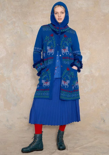 Strickjacke „Fåle“ aus Lammwollmischung/Bio-Baumwolle - tiefblau