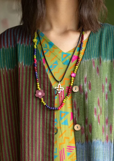 Kette „Mira“ aus Bein/Recyclingholz - granatapfel