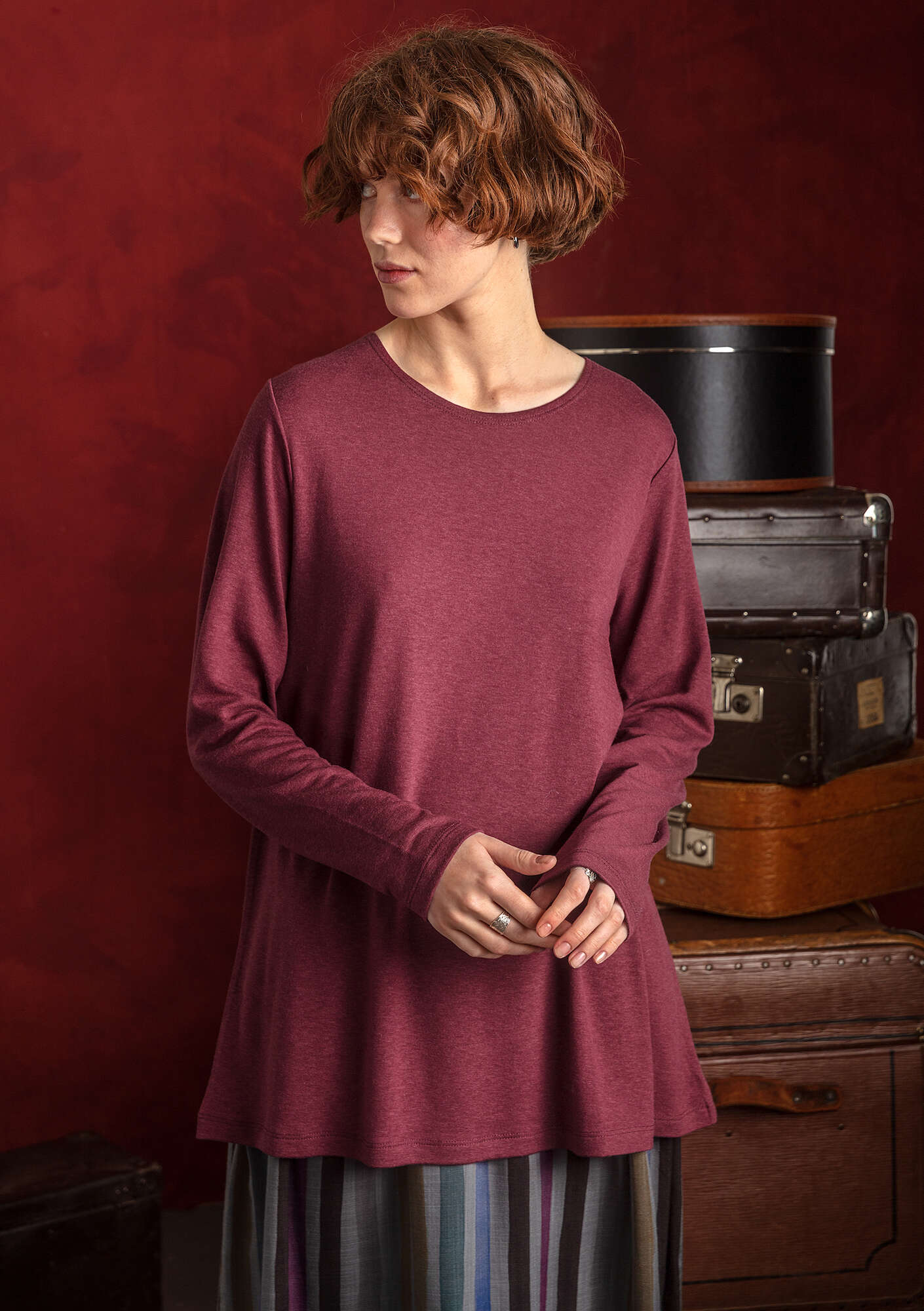 Solid-colour top burgundy