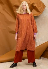 “Ellen” striped/solid-colour organic cotton/modal jersey dress - cinnamon/patterned