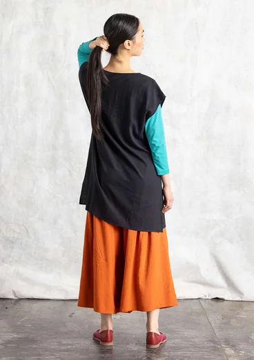 “Rut” woven viscose/linen tunic - black