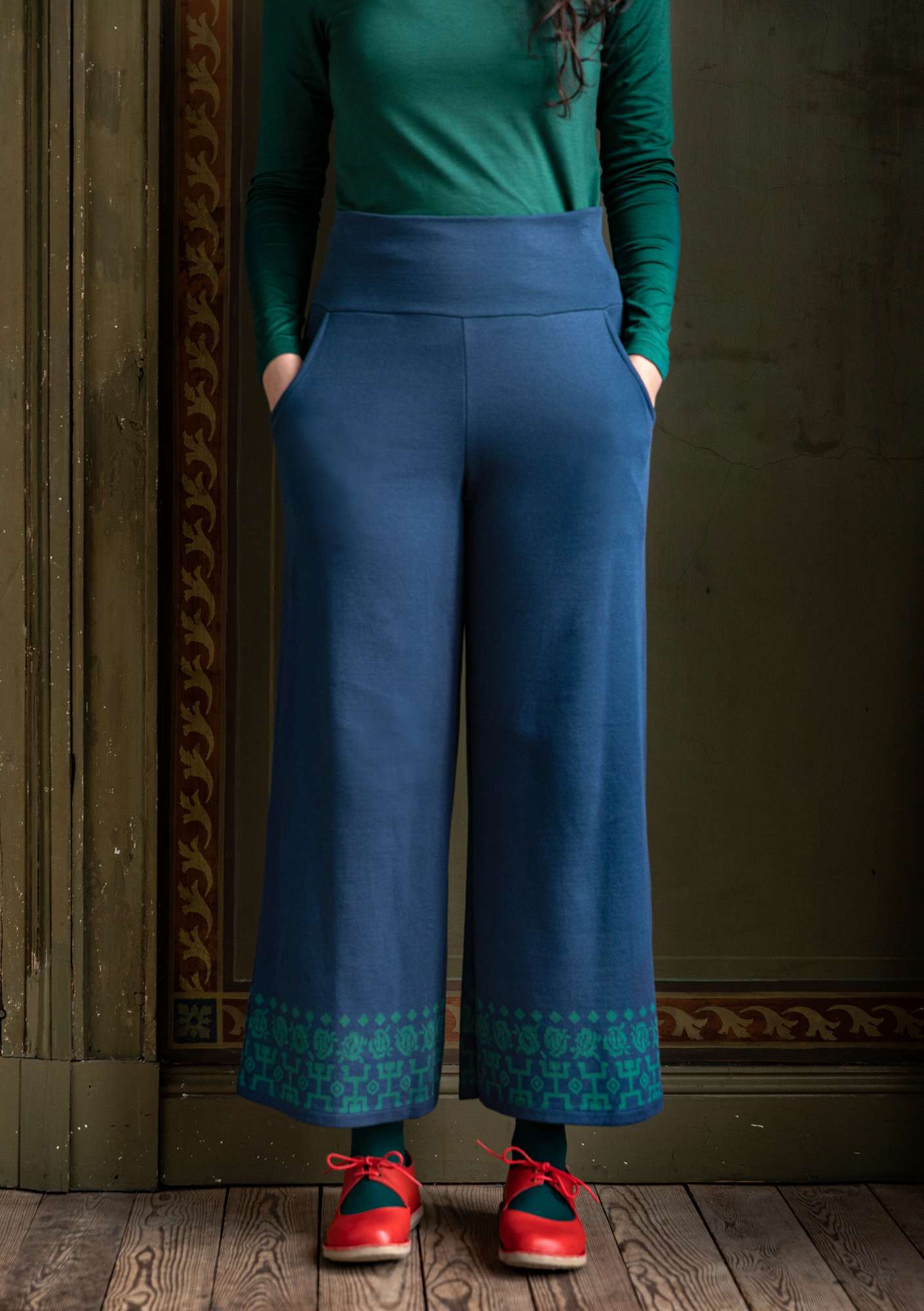 “Bolivia” organic cotton jersey trousers indigo thumbnail