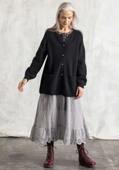 Strickjacke aus Alpakawollgemisch - schwarz