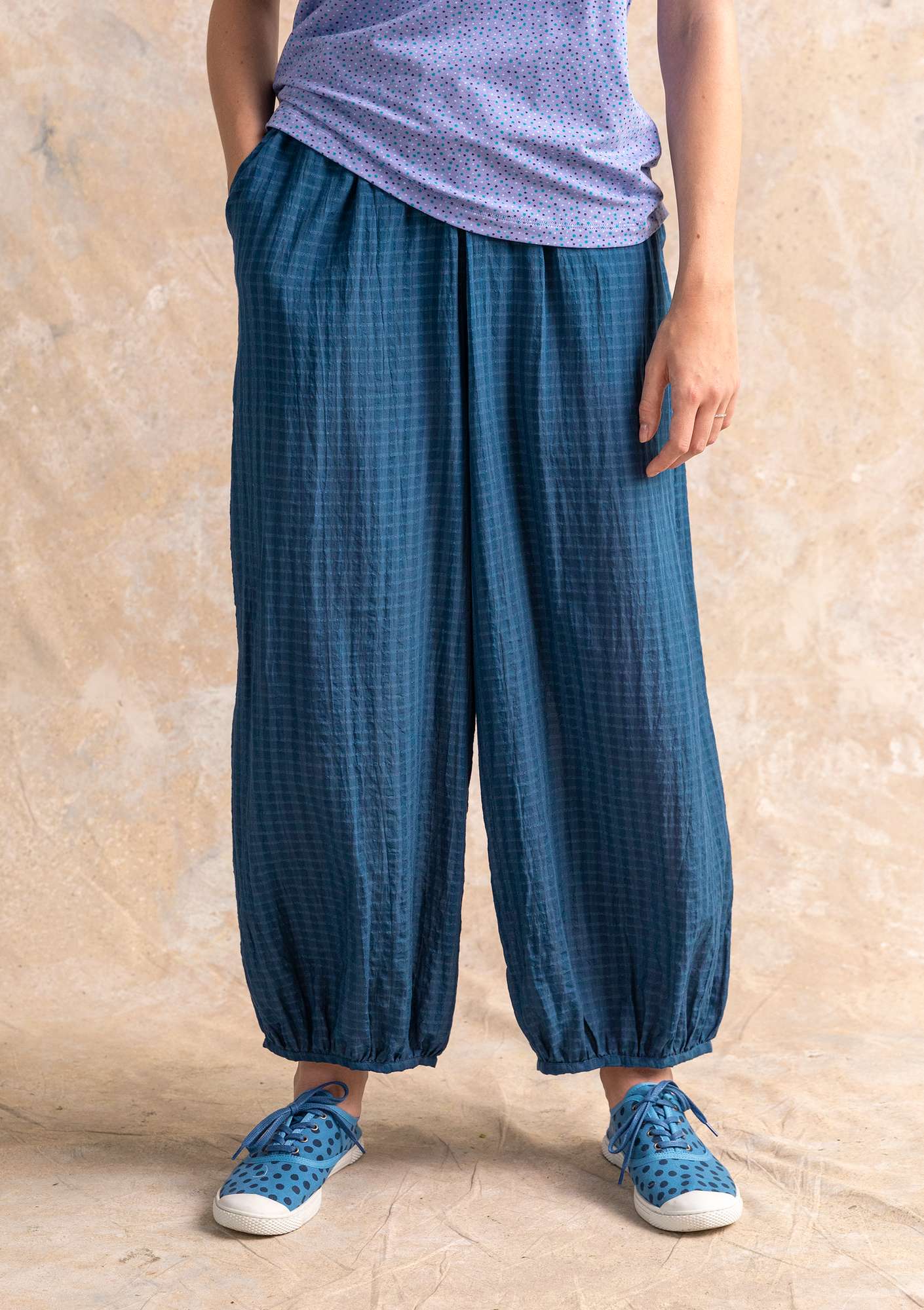 Pantalon en tissu de coton/modal/viscose indigo thumbnail