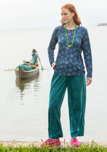 Vævede bukser "Poesi" i økologisk bomuld - mørk jaspis