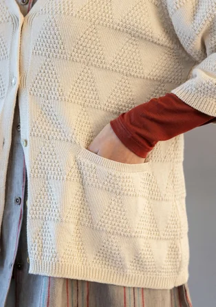 Strukturstrickjacke aus Bio-Baumwolle - ungefärbt