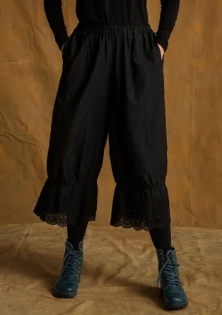 Bestickte Hose „Minal“ aus Bio-Baumwolle - schwarz