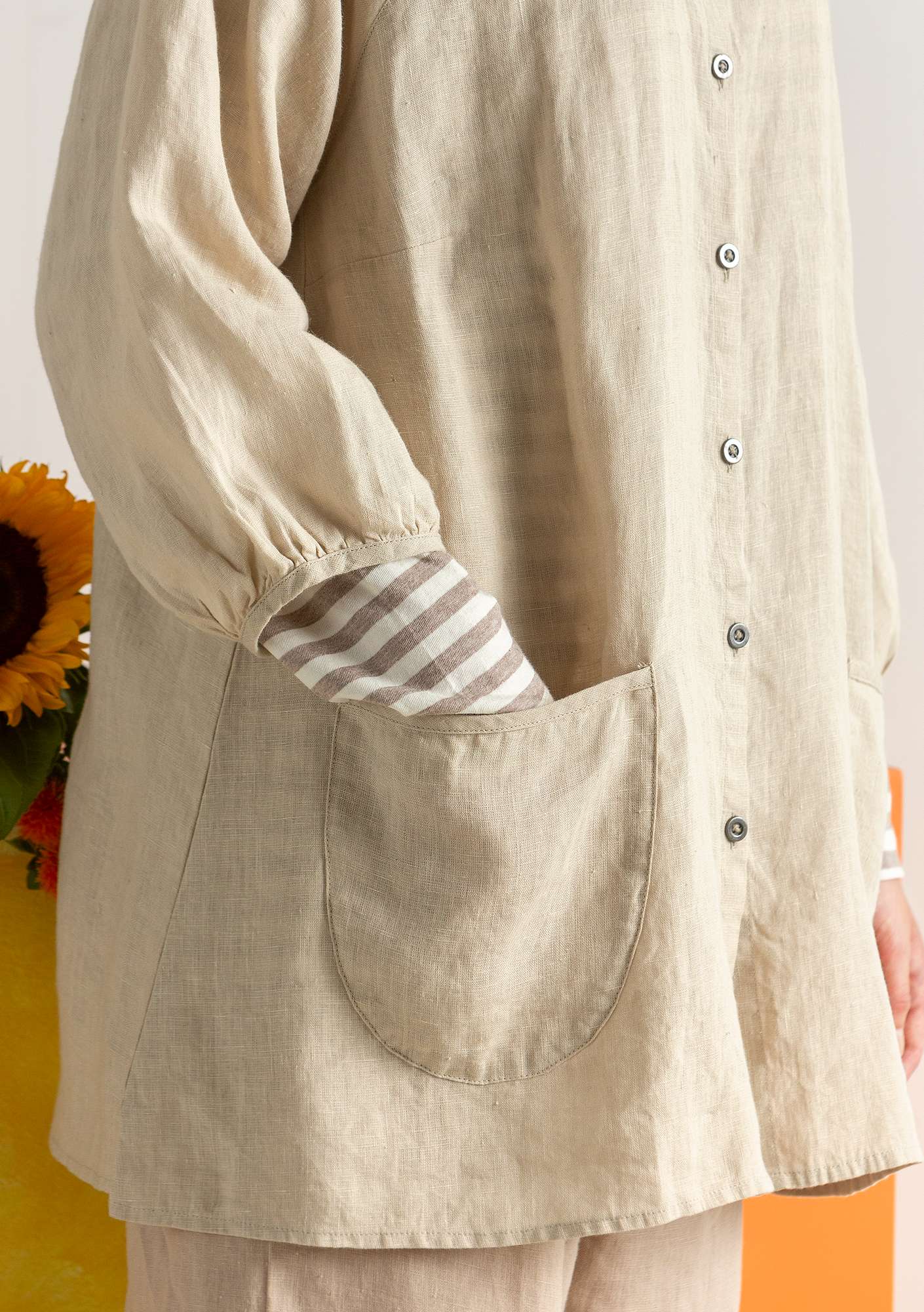 “Gro” linen smock blouse natural thumbnail