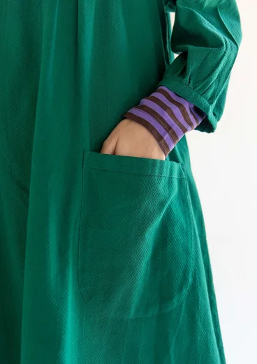 Robe "Benedita" en coton biologique tissé - vert bouteille clair